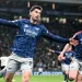 Penyerang Arsenal Kai Havertz (kiri) usai mencetak gol ke gawang Sporting CP pada leg pertama perempat final Liga Champions di Stadion Jose Alvalade, Lisbon, Selasa (7/4/2026. (uefa.com)